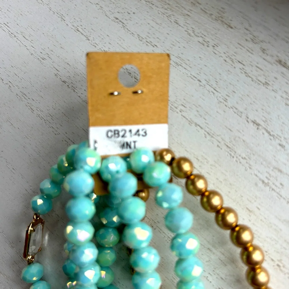 Bracelet - Turquoise & Gold Tone (Set of 4) - Picture 1 of 4